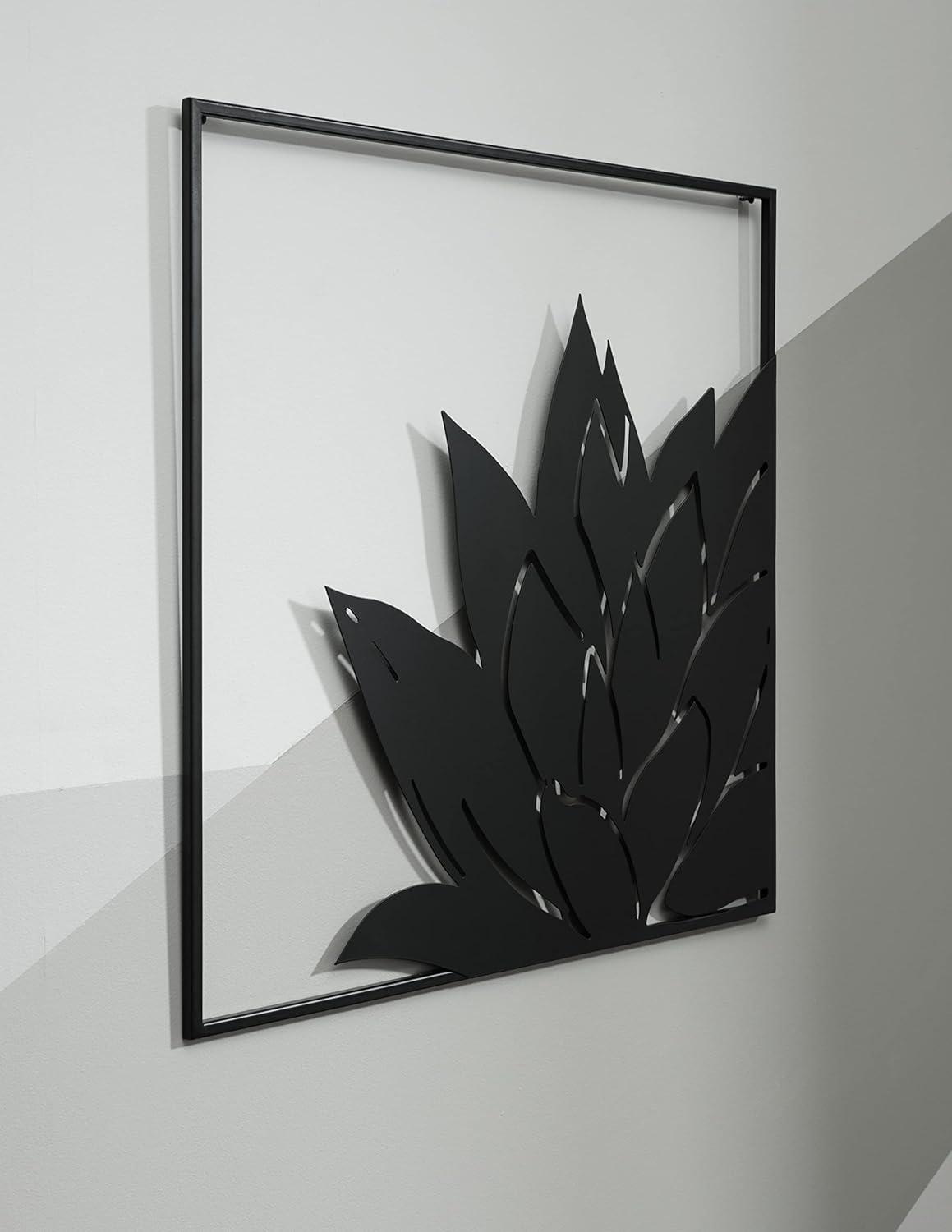 Ellyse Black Metal Blossom Wall Sculpture, 24" Square