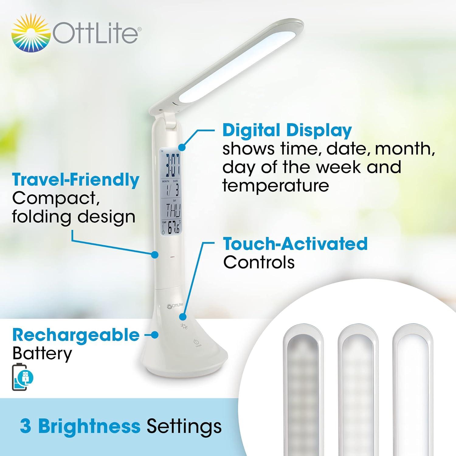 OttLite Travel LED Task Lamp Cordless, Touch Activated, Portable, Rechargeable Battery