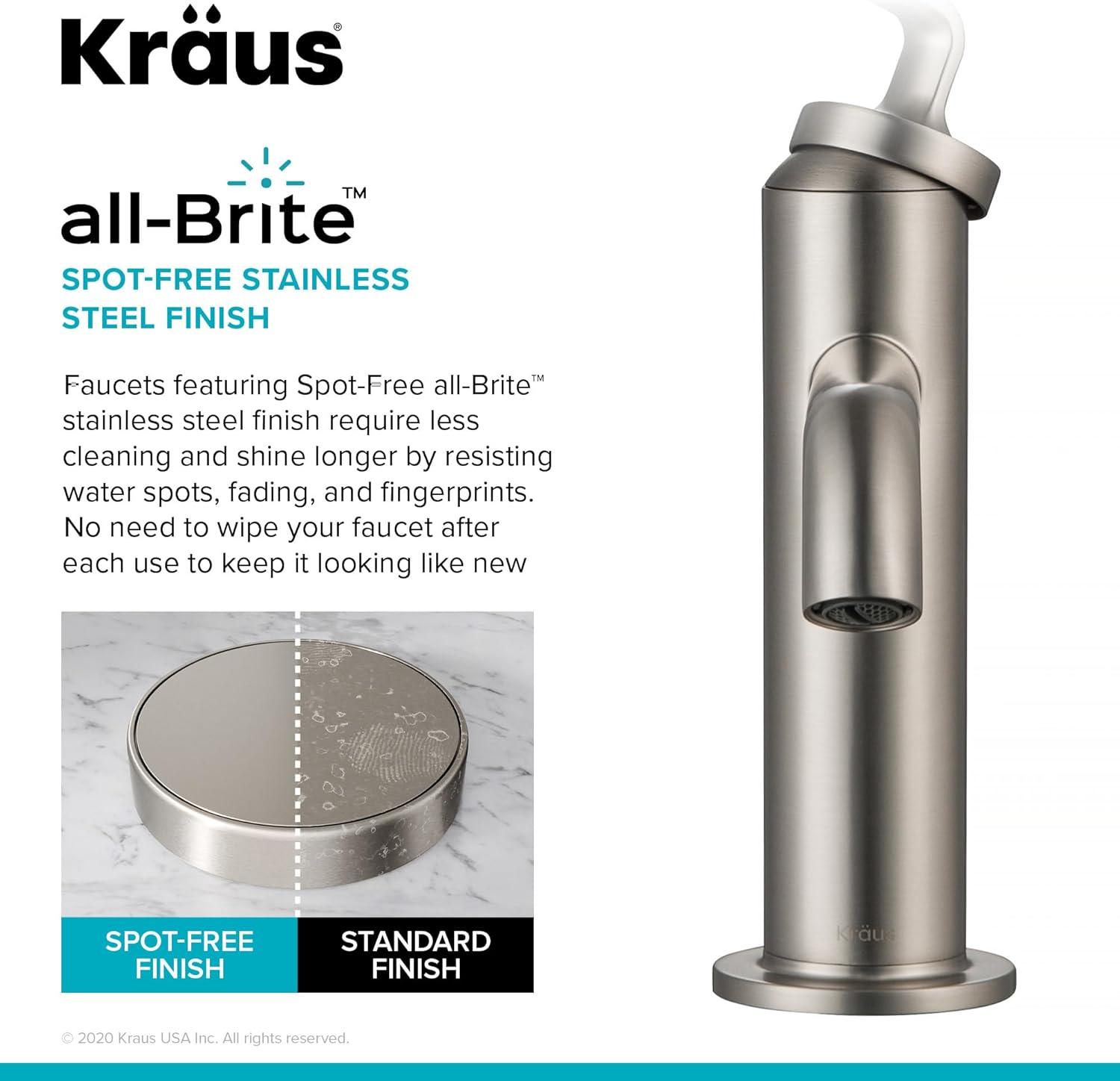 KRAUS Ramus Single Handle Bathroom Sink Faucet with Lift Rod Drain