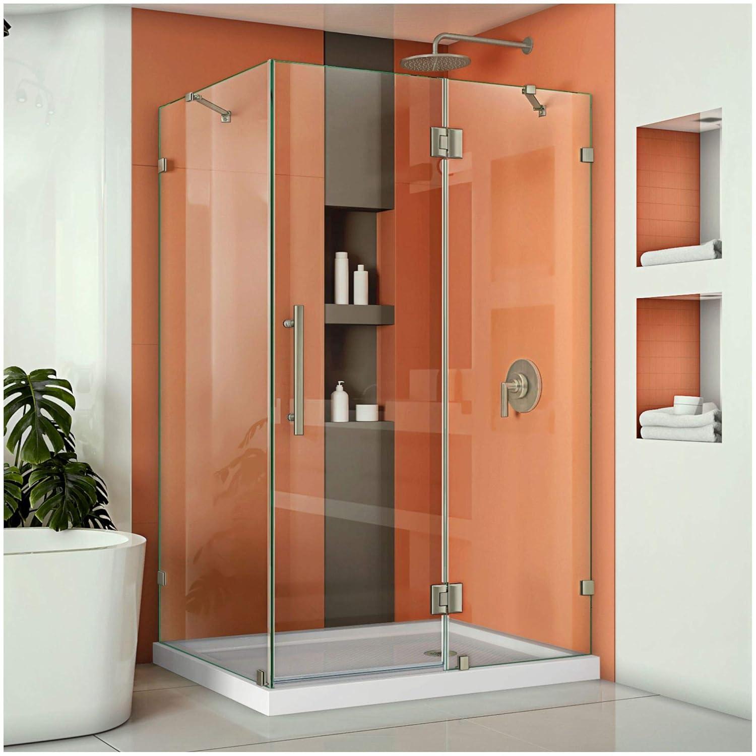 Quatra Lux 46.38" x 72" Hinged Frameless Shower Door with Clear Max Technology