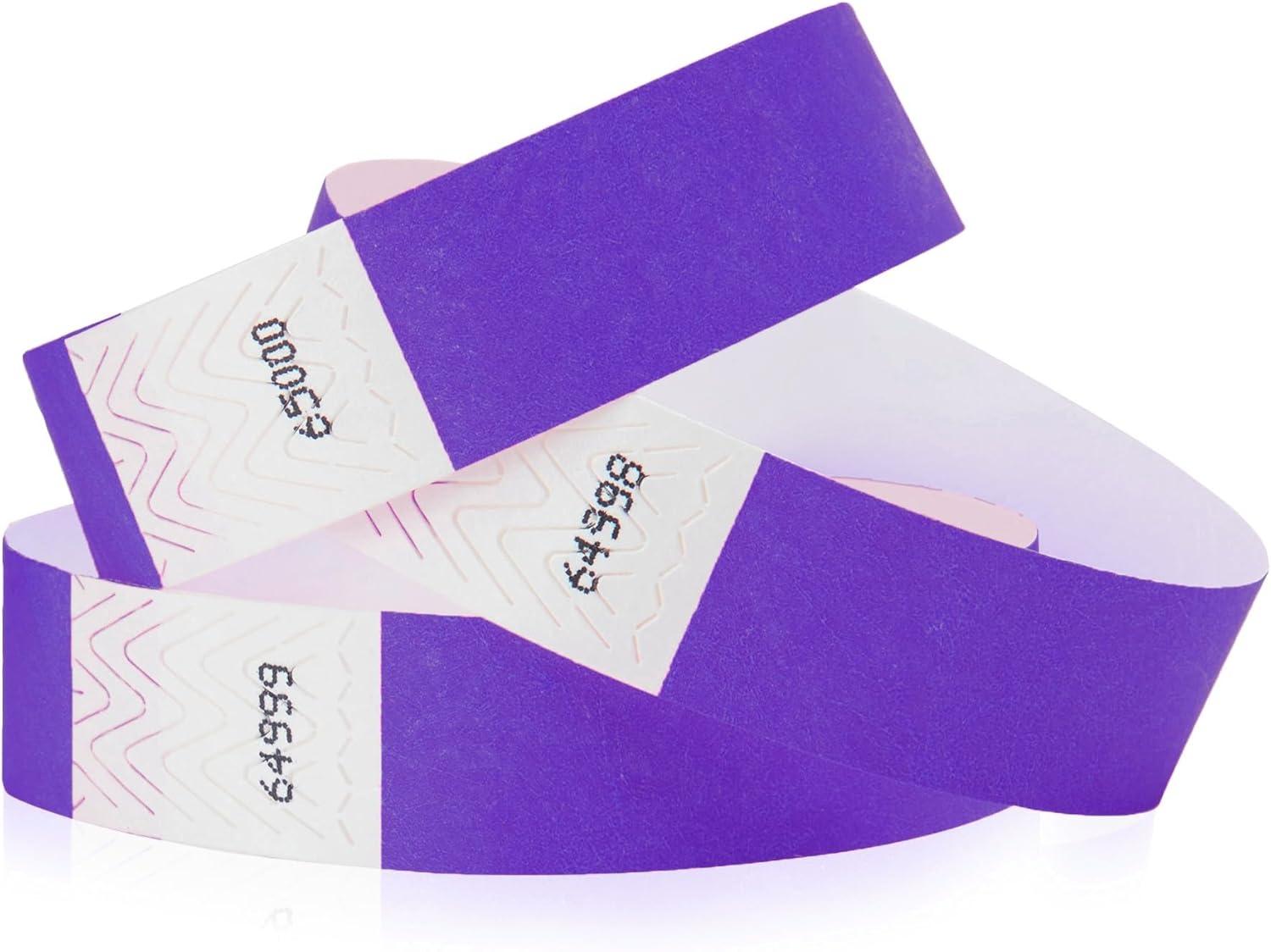 500 WristCo Pantone Purple Tyvek Wristbands for Events - Comfortable Tear Resistant Paper Bracelets ID Wrist Bands for Concerts Festivals Admission Party Identification