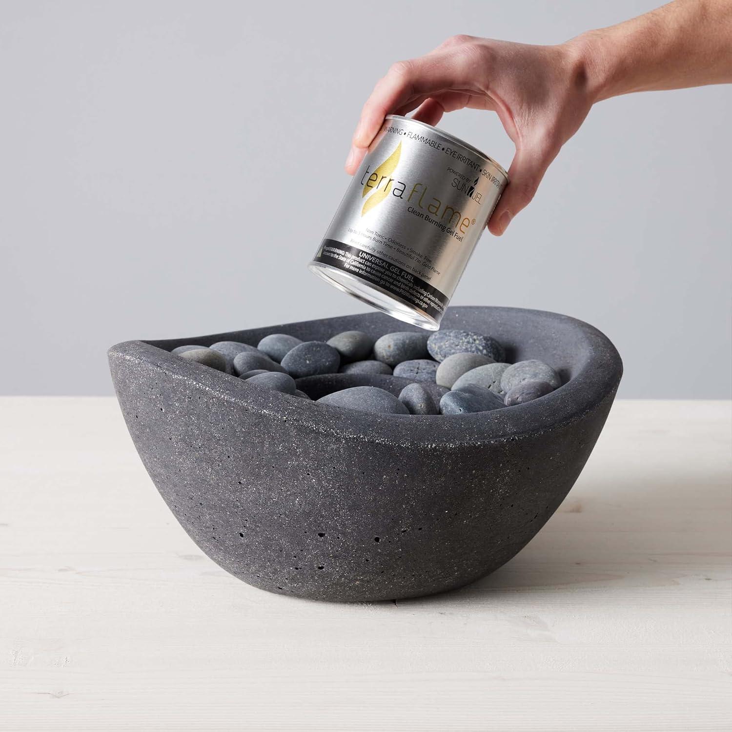 Graphite Concrete Gel Fuel Tabletop Fire Pit with Stones