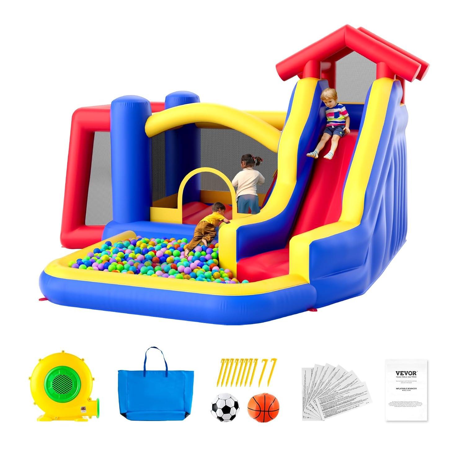 Inflatable Bounce House 134 x 102 x 91 in. Outdoor High Quality Playhouse Trampoline for Ages 3-Years to 8-Years
