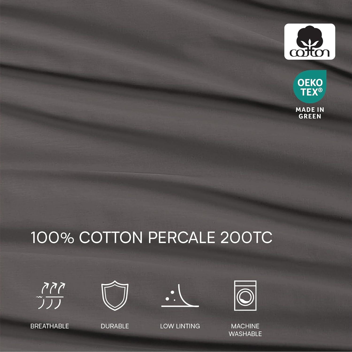 Lacoste Cotton Percale 200 Thread Count 100% Cotton Sheet Set