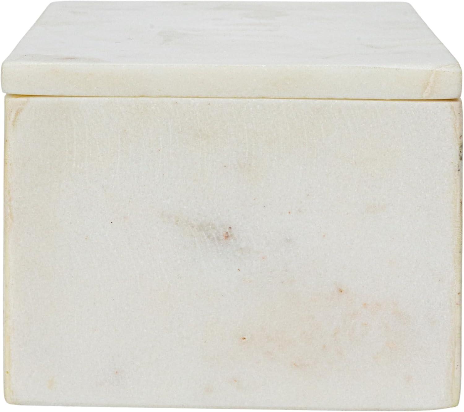 White Rectangular Marble Storage Box with Lid