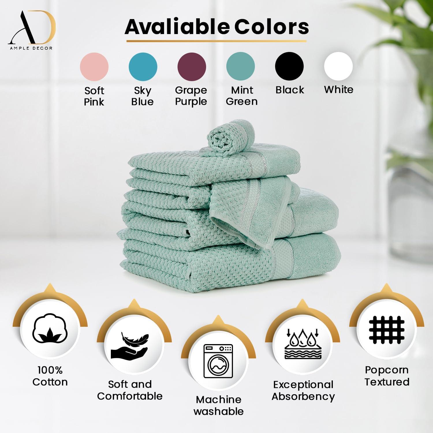 Ample Decor Mulaayam 100% Cotton Popcorn Textured Towel Collection