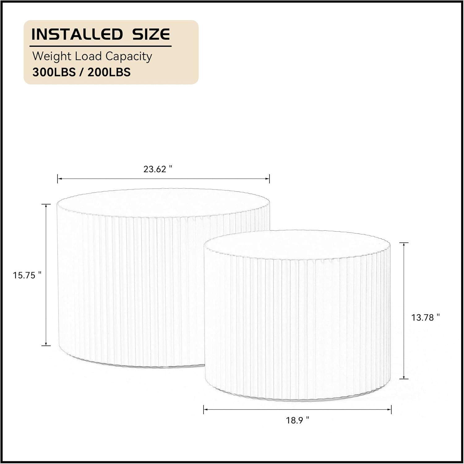 WILLIAMSPACE Nesting Coffee Table Set of 2, Matte Orange Round Wooden Coffee Tables, Modern Luxury Side Tables Accent End Table for Living Room Apartment, 23.62"*23.62"*15.75"H (Orange,Round)