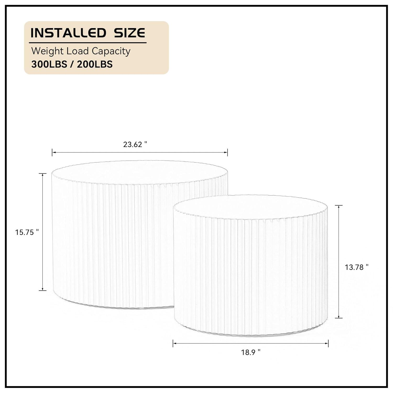 WILLIAMSPACE Nesting Coffee Table Set of 2, Matte Orange Round Wooden Coffee Tables, Modern Luxury Side Tables Accent End Table for Living Room Apartment, 23.62"*23.62"*15.75"H (Orange,Round)
