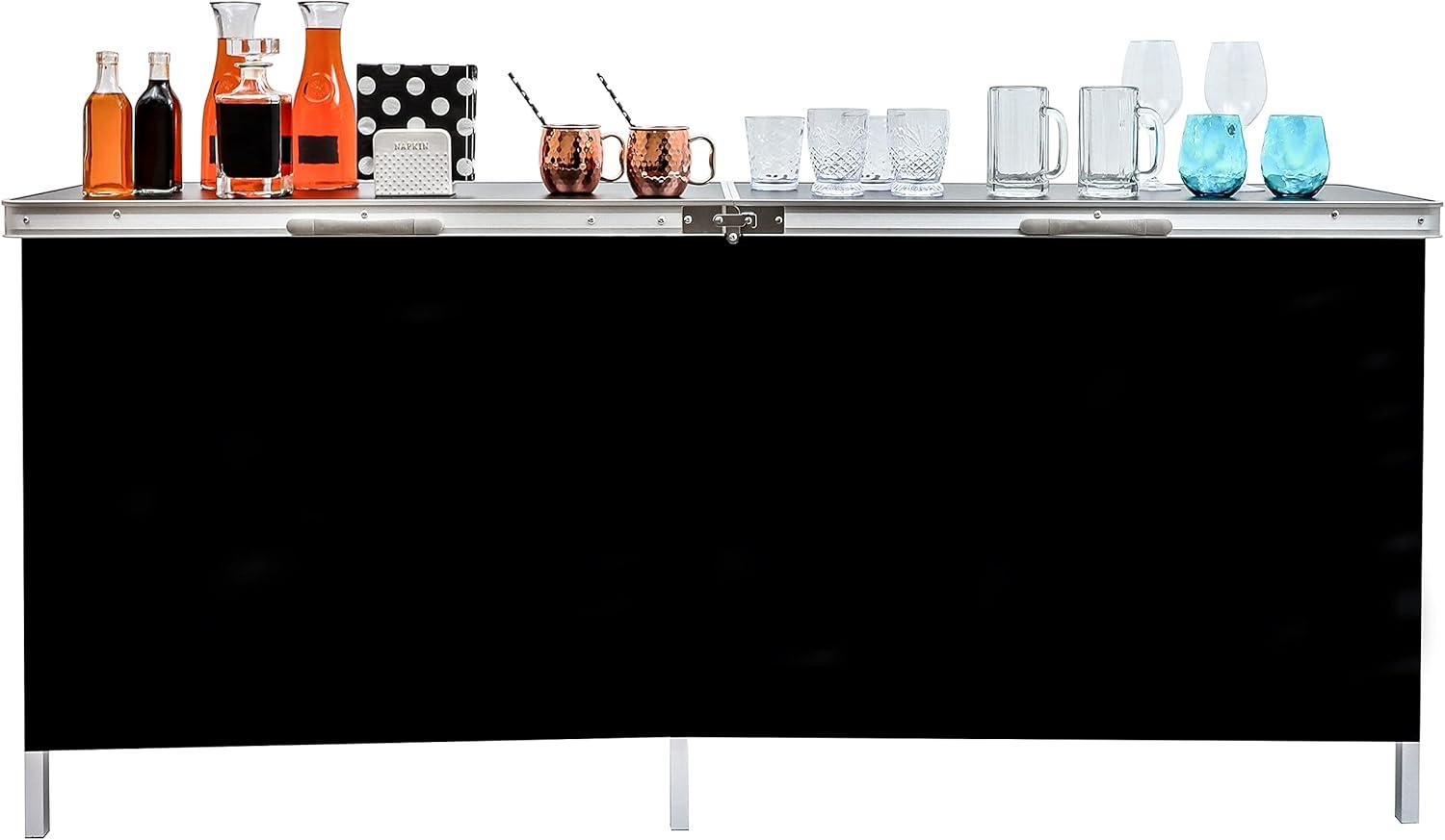 Portable Outdoor Patio Wet Bar Table with Skirt and Commercial Grade Carrying Case (78 in L x 15 in W x 36 in H)