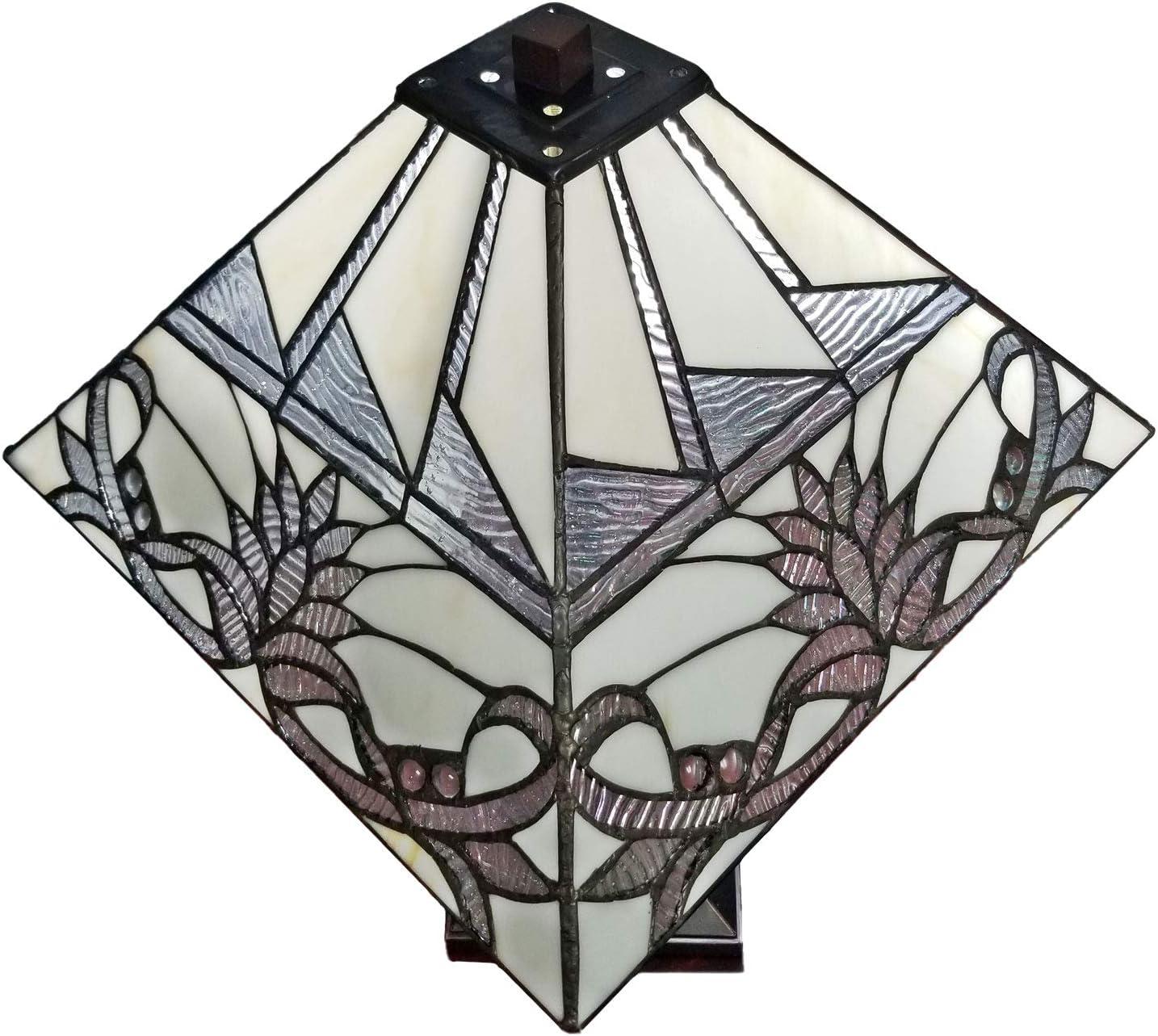 Tiffany Style 22" White Stained Glass Table Lamp