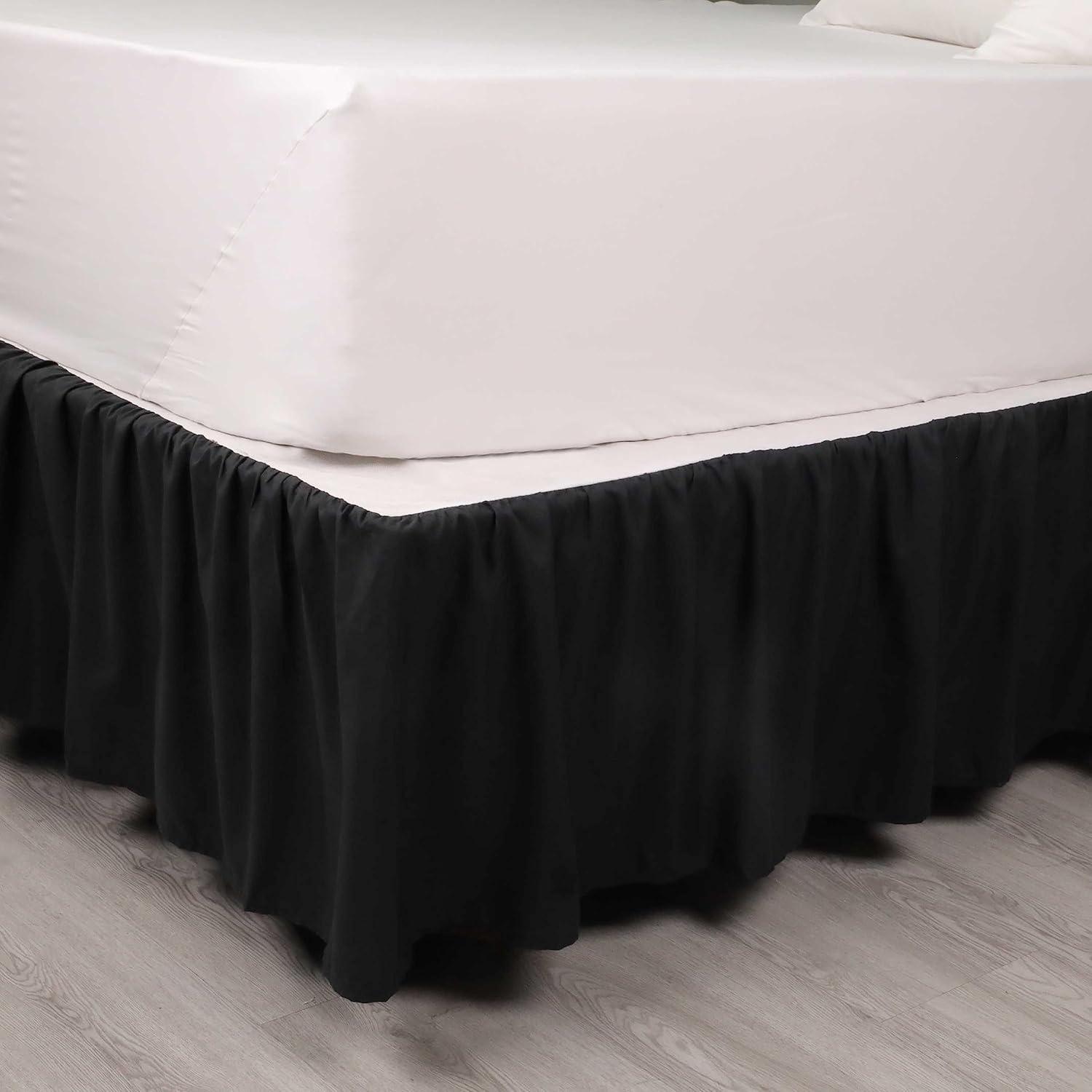 Martex Ruffled Bed Skirt Easy Fit Lightweight 100% Microfiber Dust Ruffle Hotel Quality With 16 inch Tailored Drop