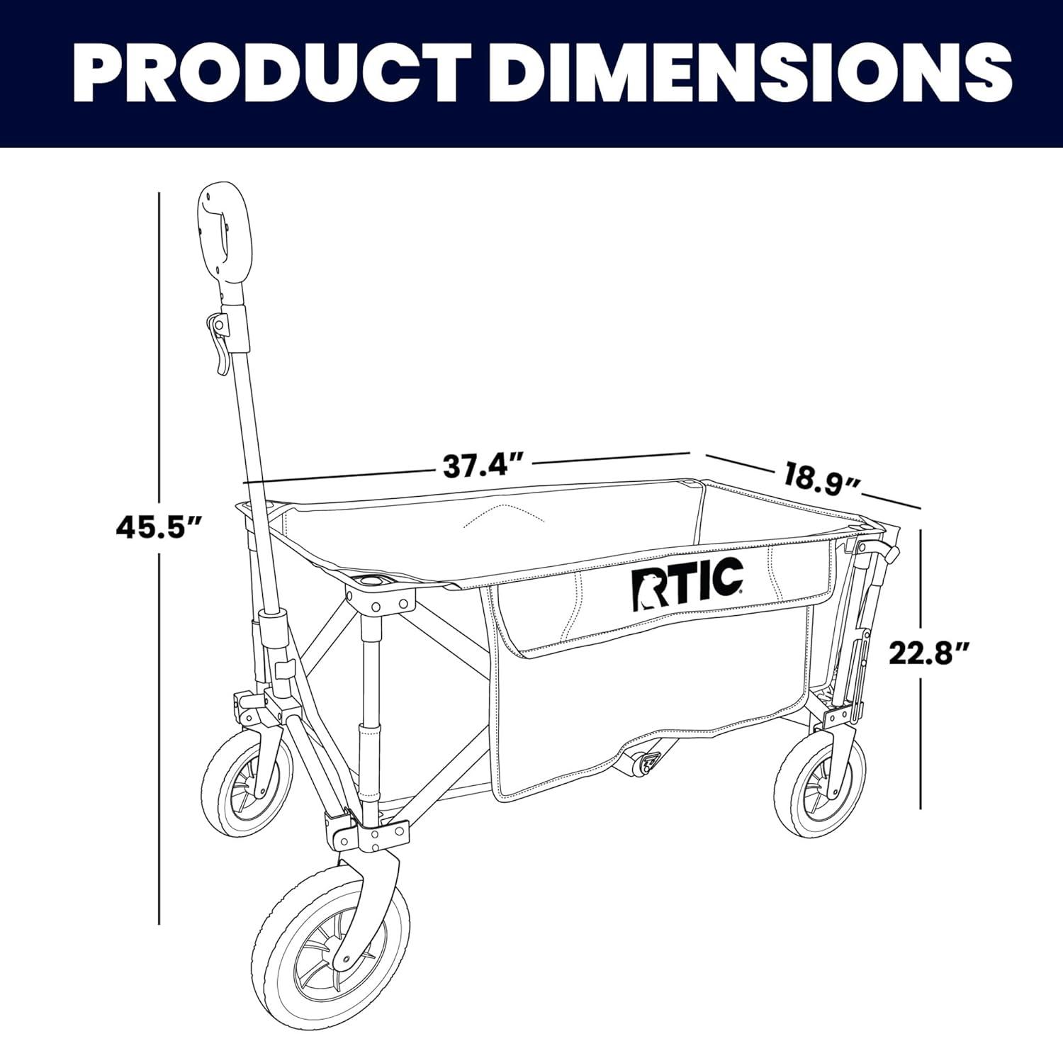 RTIC Ultra-Tough Wagon Folding Utility Cart with All-Terrain Wheels, Foldable, Portable, Collapsible, Push Pull Cart for Camping, Beach, Garden, Outdoor, Sports, 250 Lbs Capacity, Trailblazer