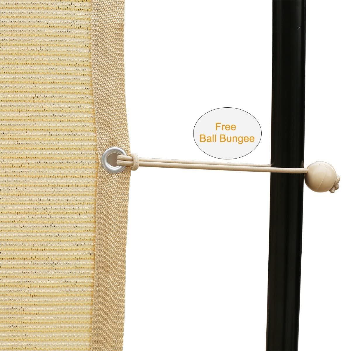 Shatex 90% Shade Fabric Sun Shade Cloth 12’ x 20’ Wheat Taped Edge with Grommets Sun-Block Mesh Shade for Pergola Cover Canopy,12 Bungee Balls