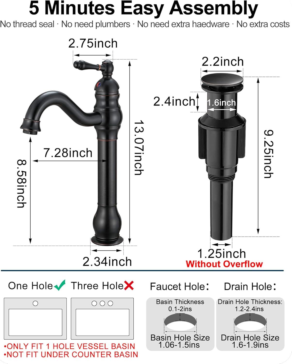 Oil Rubbed Bronze Single Handle Vessel Sink Faucet