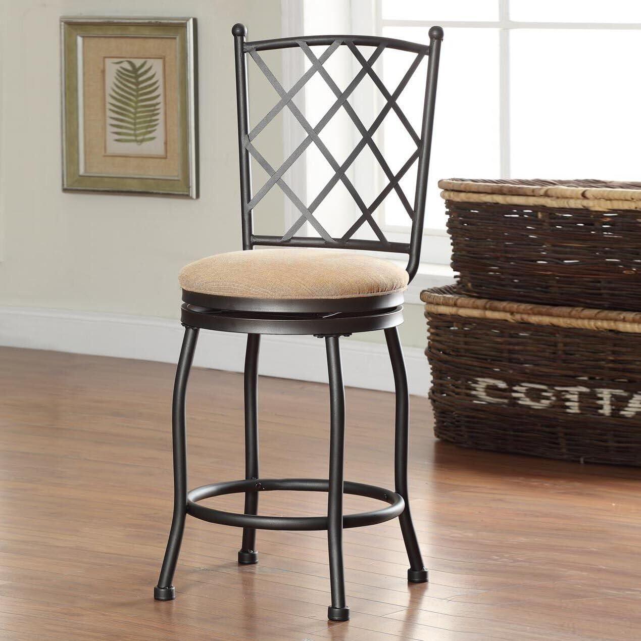 Classic Cream 24" Swivel Metal & Wood Counter Stool