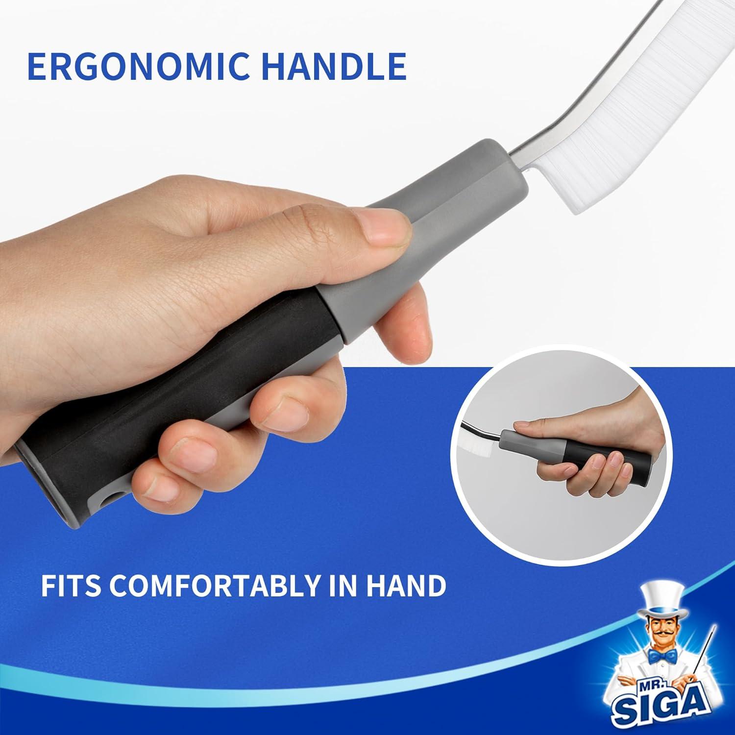 MR.Siga Household Crevice Cleaning Brush with Handle, Gap Cleaning Brushes,Nylon Brush,2 Pack