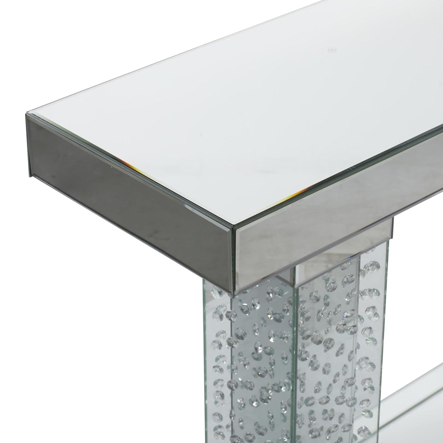 Olivia & May Glam Wood Console Table Clear