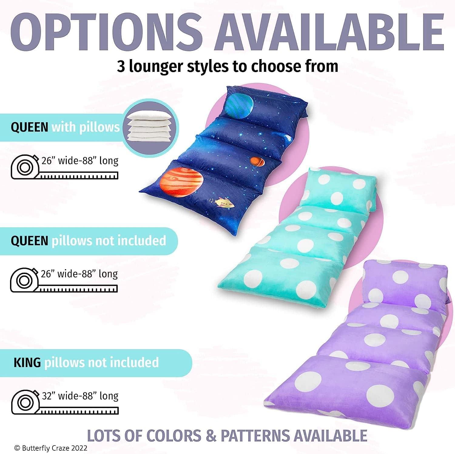 Butterfly Craze Butterfly Craze Floor Pillow Case, Mattress Bed Lounger Cover, Galaxy Blue, Queen Size - for Kids & Adults