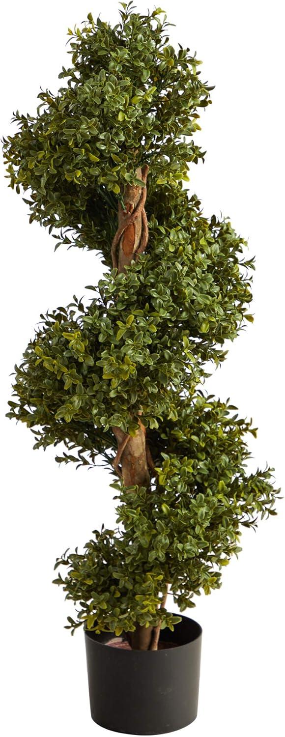 Posh Jungle Vibes 37" Boxwood Topiary Spiral Tree in Black Planter