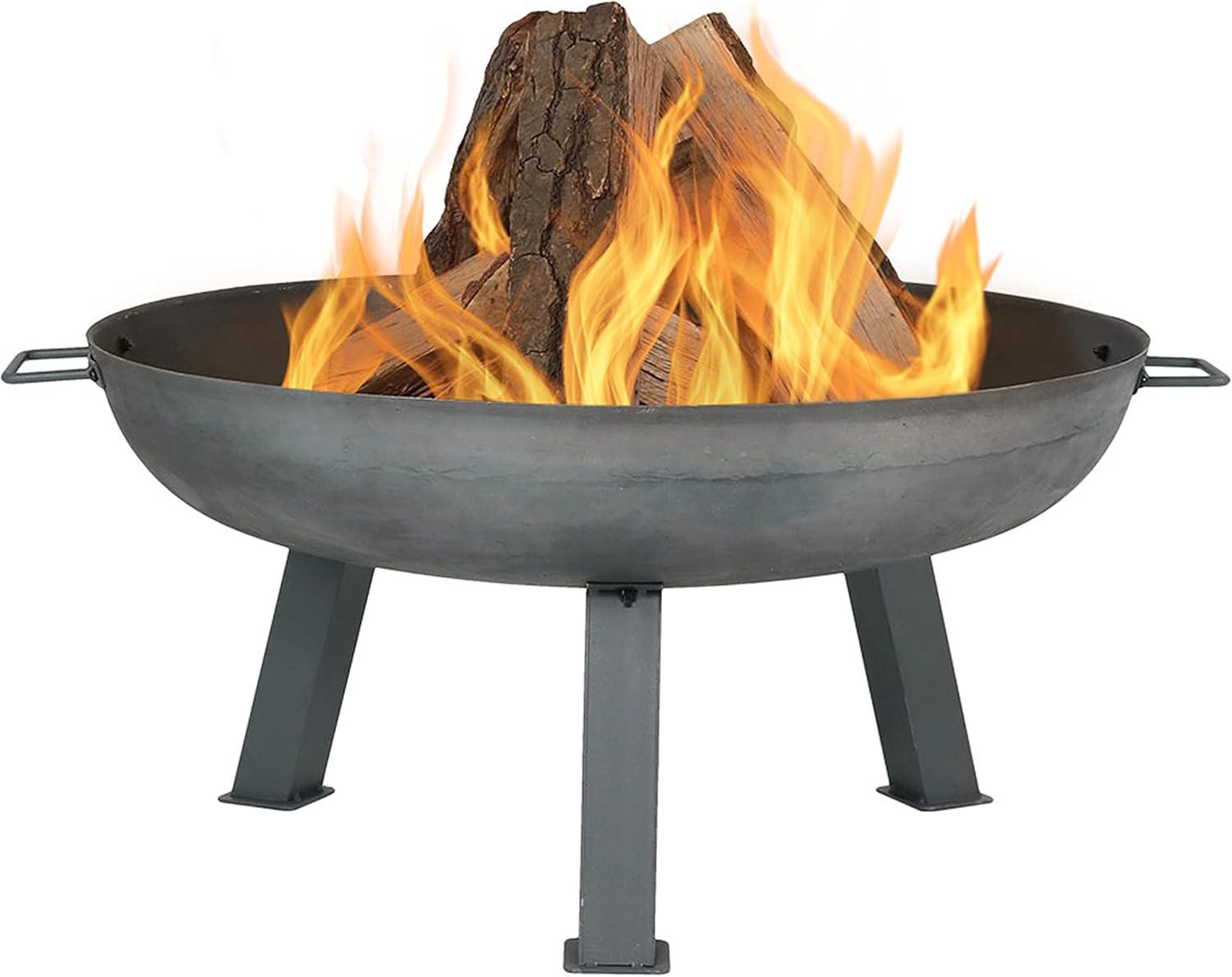 SunnyDaze Decor Union Round Wood-Burning Steel Finish Cast Iron Outdoor Raised Fire Pit Bowl