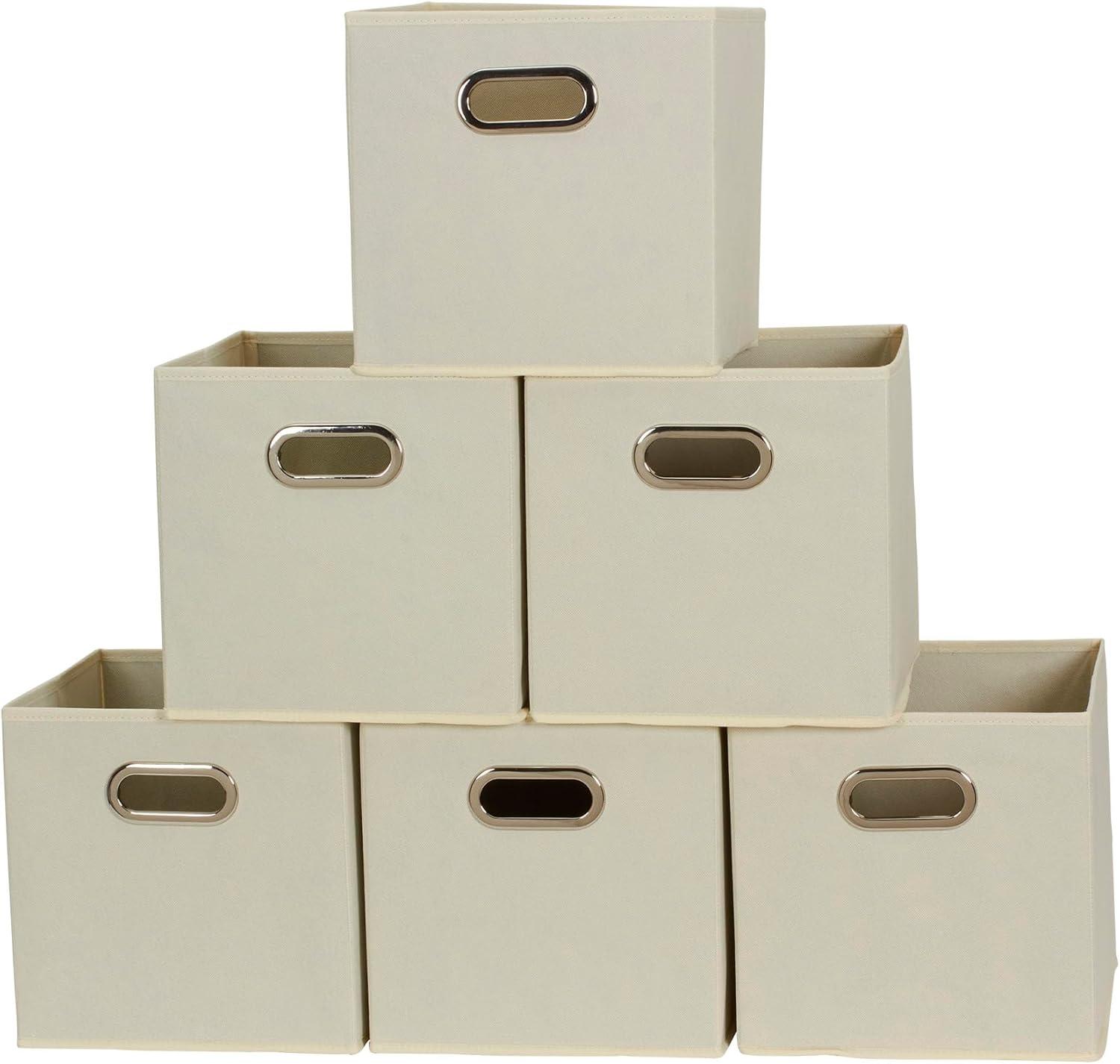 Household Essentials Open Fabric Storage Cube Bins, Set of 6, Natural