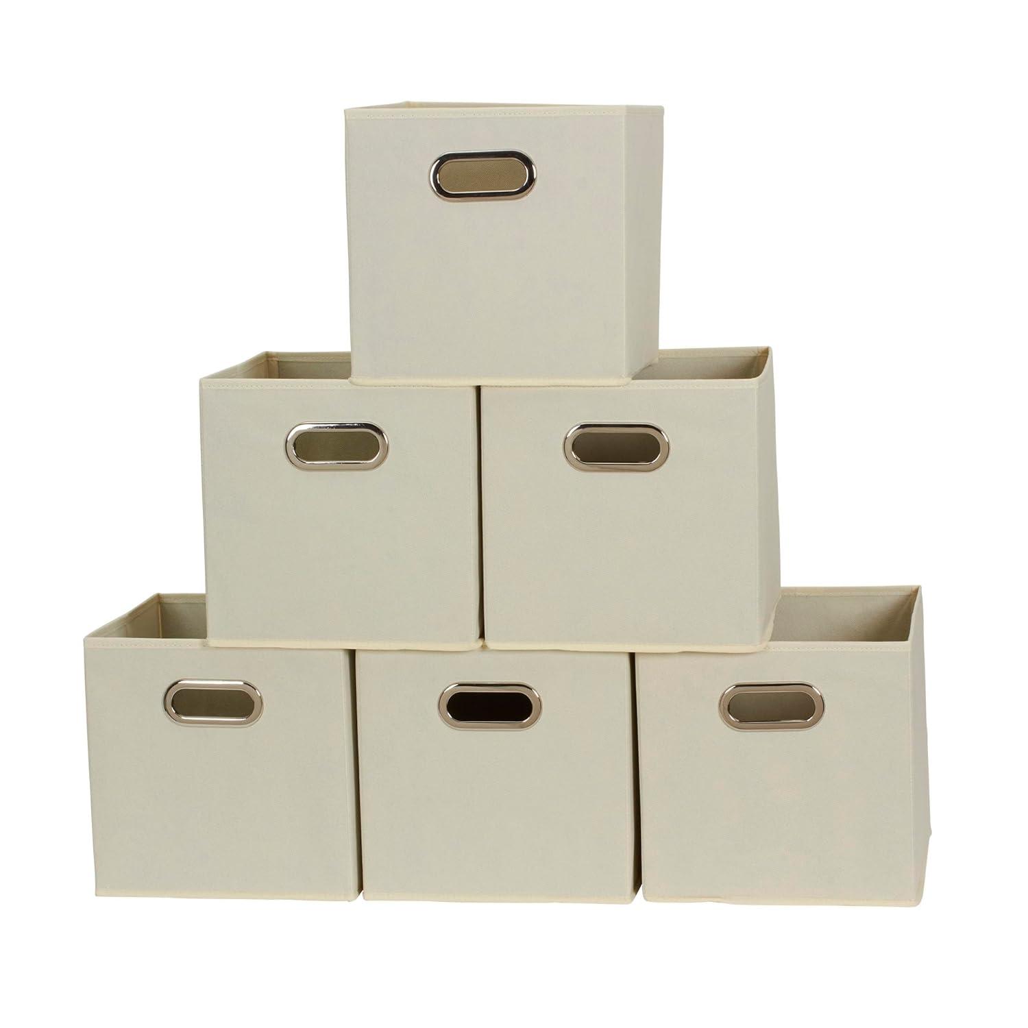Household Essentials Open Fabric Storage Cube Bins, Set of 6, Natural