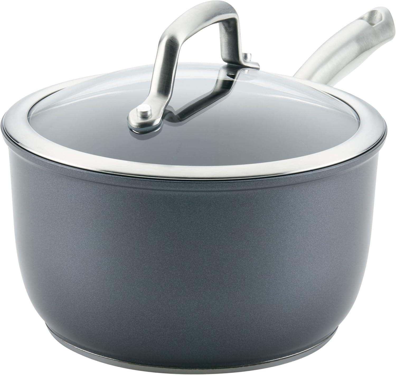 Anolon Anolon Accolade Forged Hard Anodized Nonstick Induction Sauce Pan with Lid, 2.5 Quart