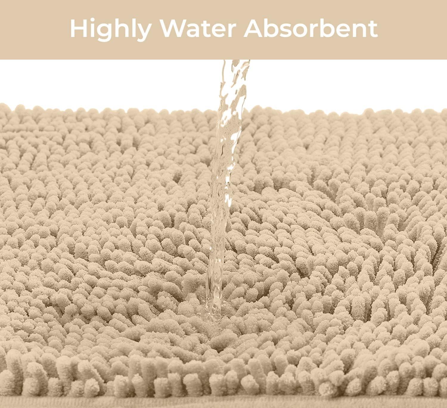 LuxUrux Soft & Plush Shaggy Plum Chenille Microfiber Bath Rug, 20" x 20'', Non-Slip Backing