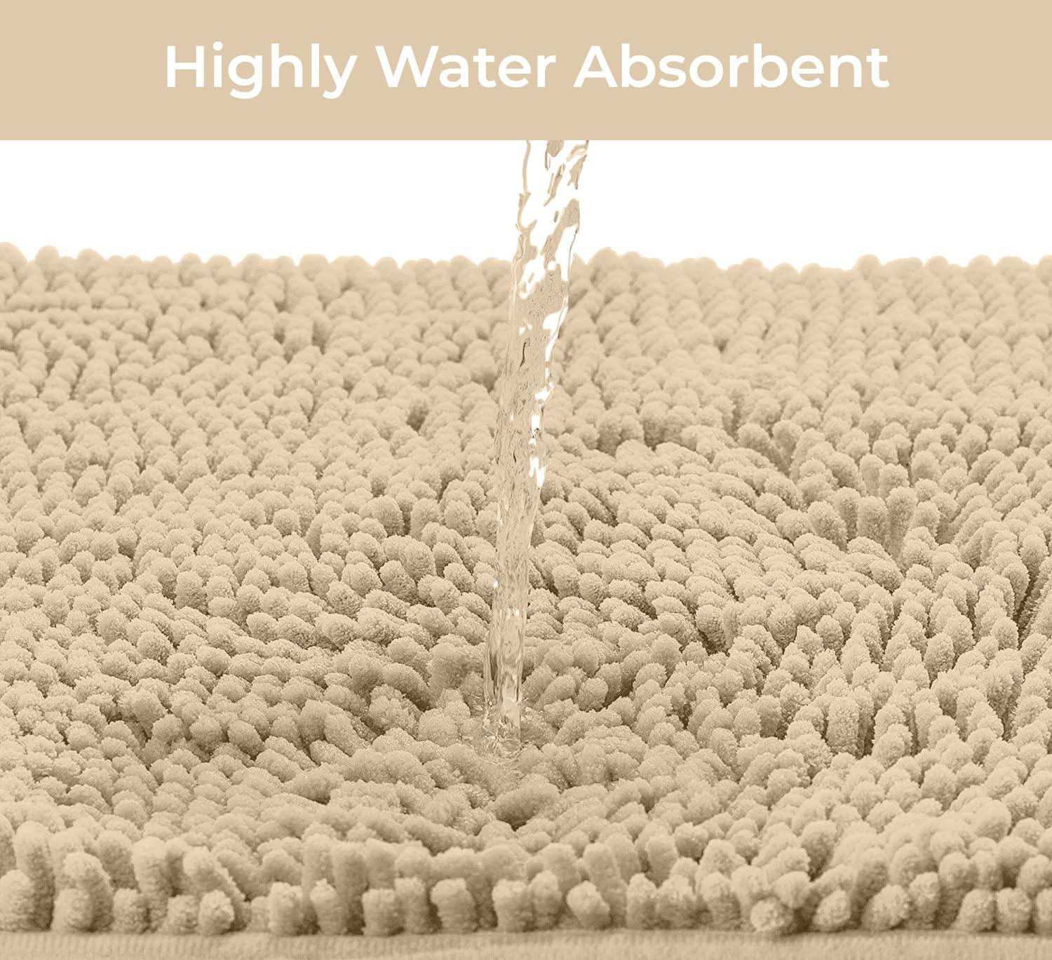 LuxUrux Soft & Plush Shaggy Plum Chenille Microfiber Bath Rug, 20" x 20'', Non-Slip Backing