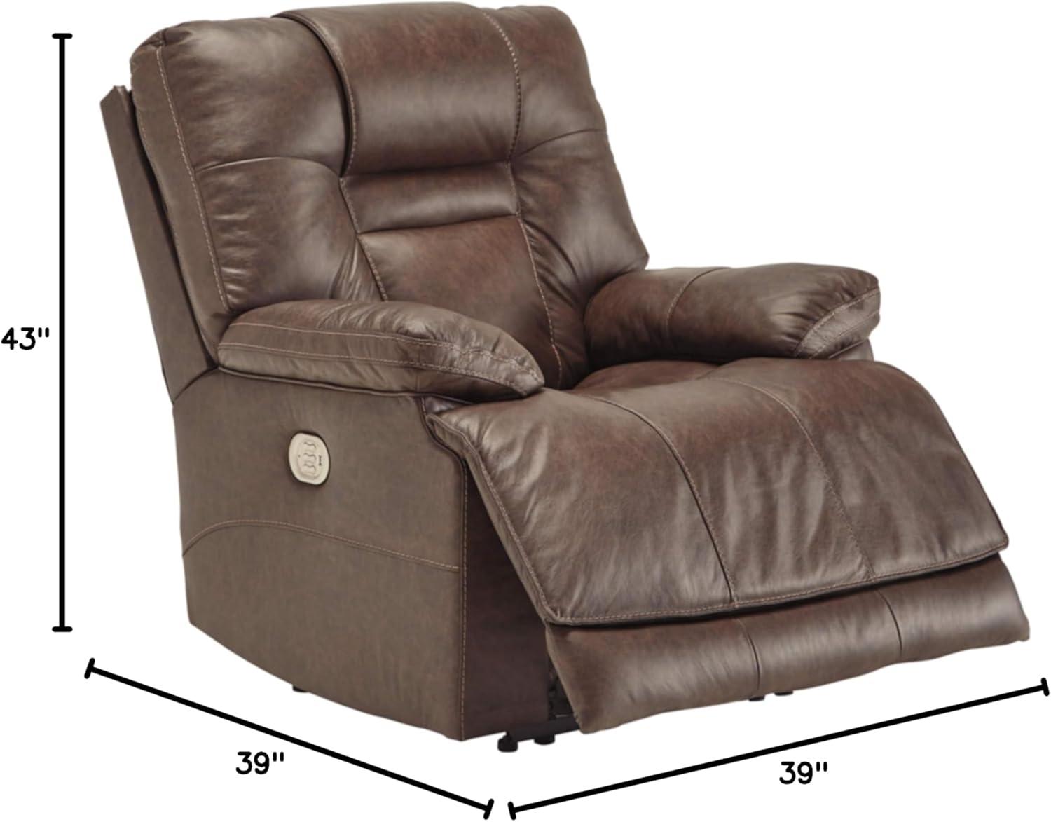 Signature Design by Ashley Wurstrow Leather Power Recliner in Umber