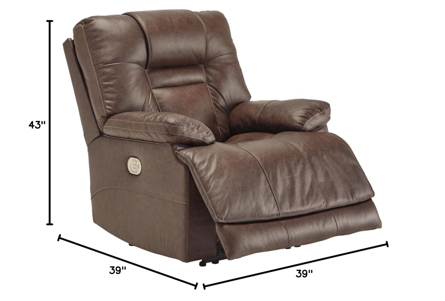 Signature Design by Ashley Wurstrow Leather Power Recliner in Umber