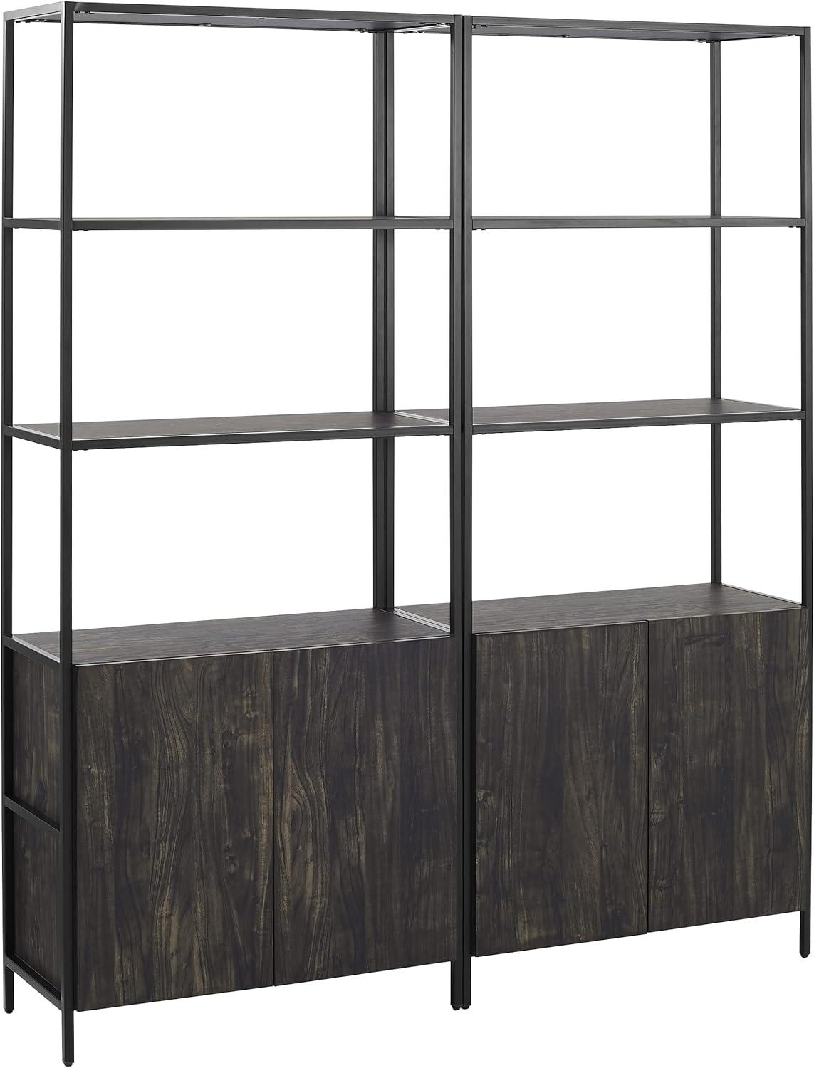 2pc 80.5" Jacobsen Etagere Set Brown Ash - Crosley: Industrial Storage, Steel Frame, Wood Veneer