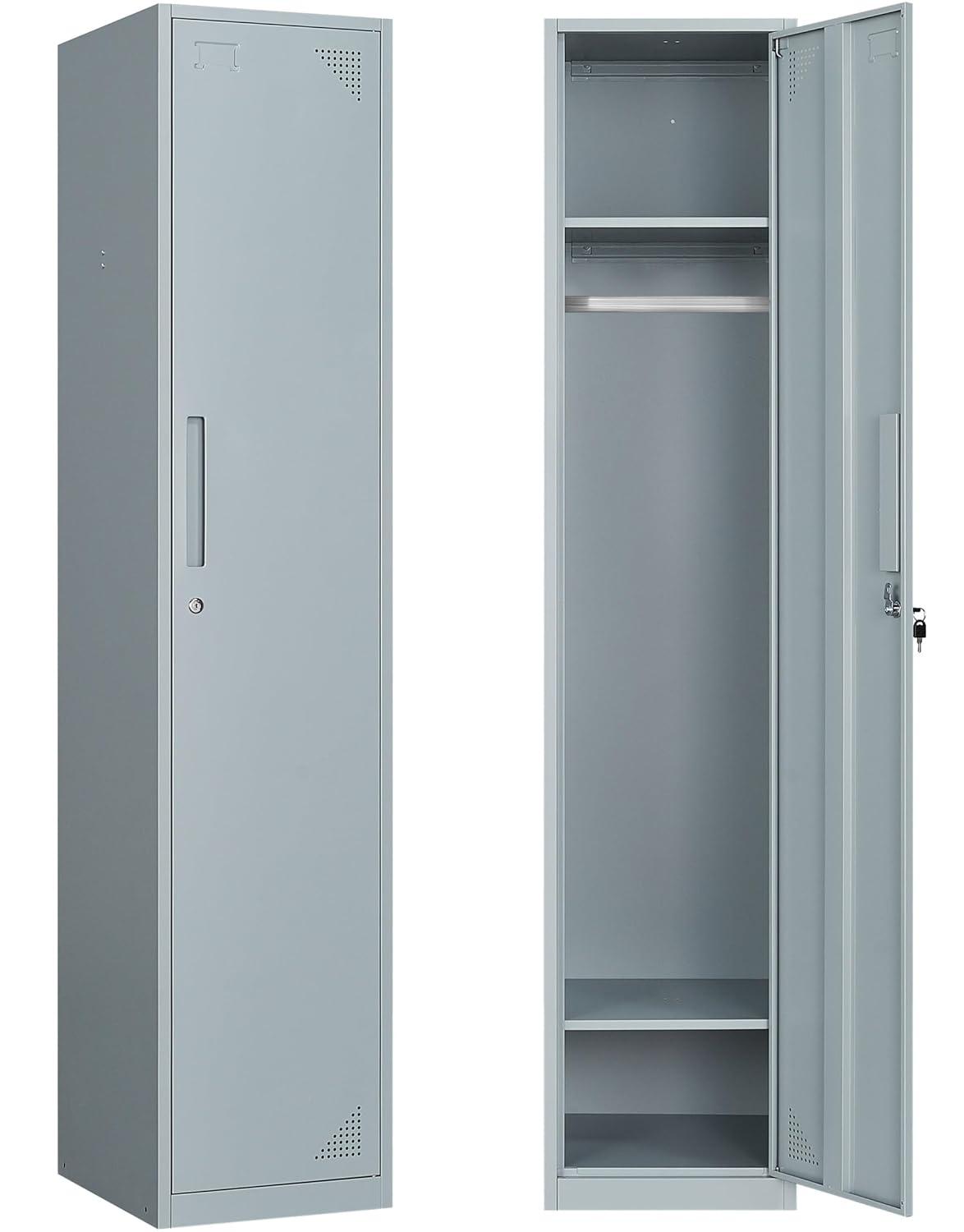 SISESOL Metal Locker Storage Cabinet with Doors and Shelves Metal Lockers with 6 Doors,71" Lockable Small Locker Storage Cabinet for Employees,School, Office, Home, Gym (Gray)
