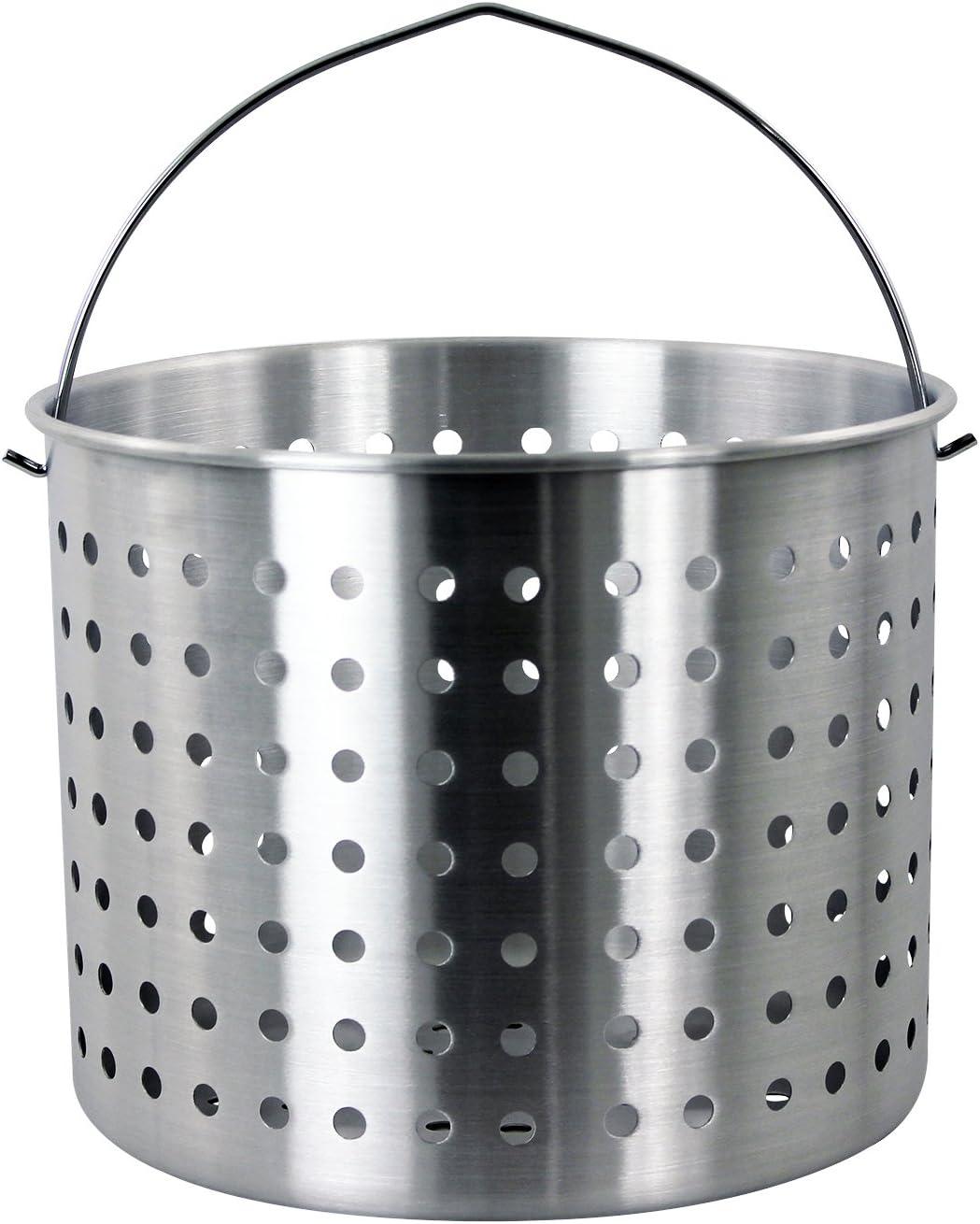 3pc 42qt Stock Aluminum Pot & Basket Silver: CHARD Outdoor Cooking, Boiling Seafood, 30qt Fryer-Compatible