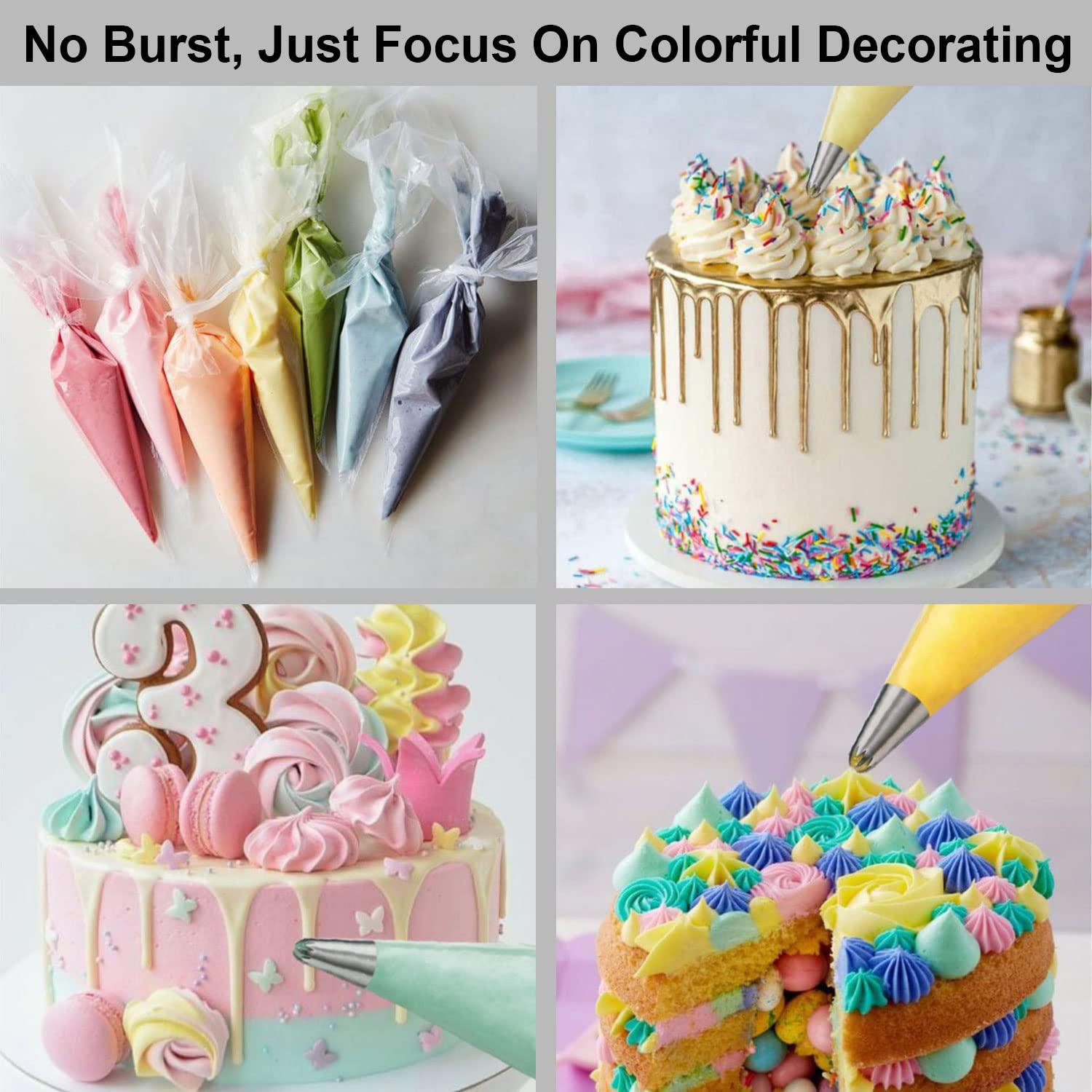 Pastry Piping Bags -100 Pack-12-Inch Disposable Cake Decorating Bags Anti-Burst Cupcake Icing Bags for all Size Tips Couplers and Baking Cookies Candy Supplies Kits - Bonus 2 Couplers