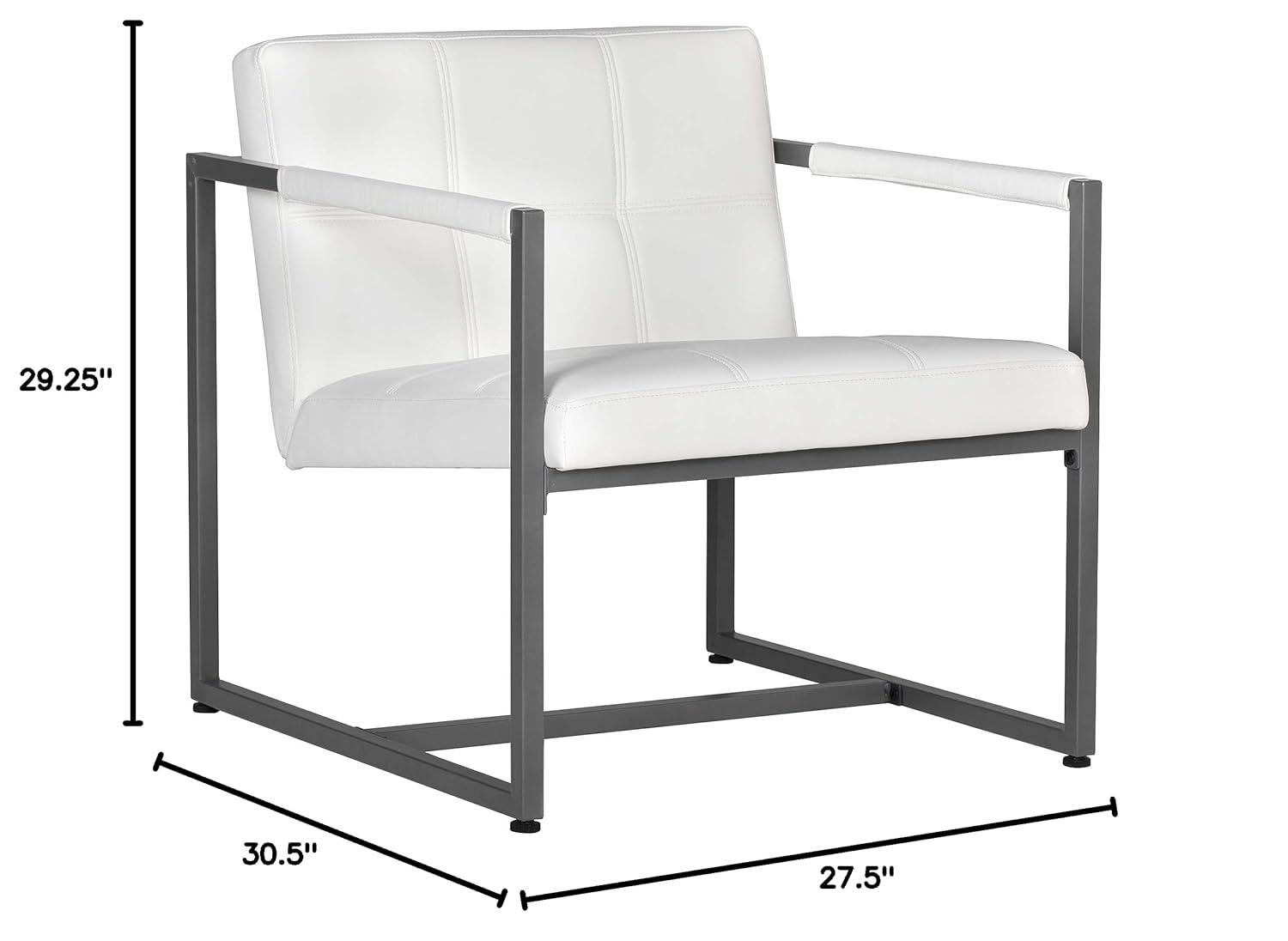 Camber Accent Chair White - Studio Designs Home: Mid-Century Faux Leather, Metal Frame, 250lbs Capacity