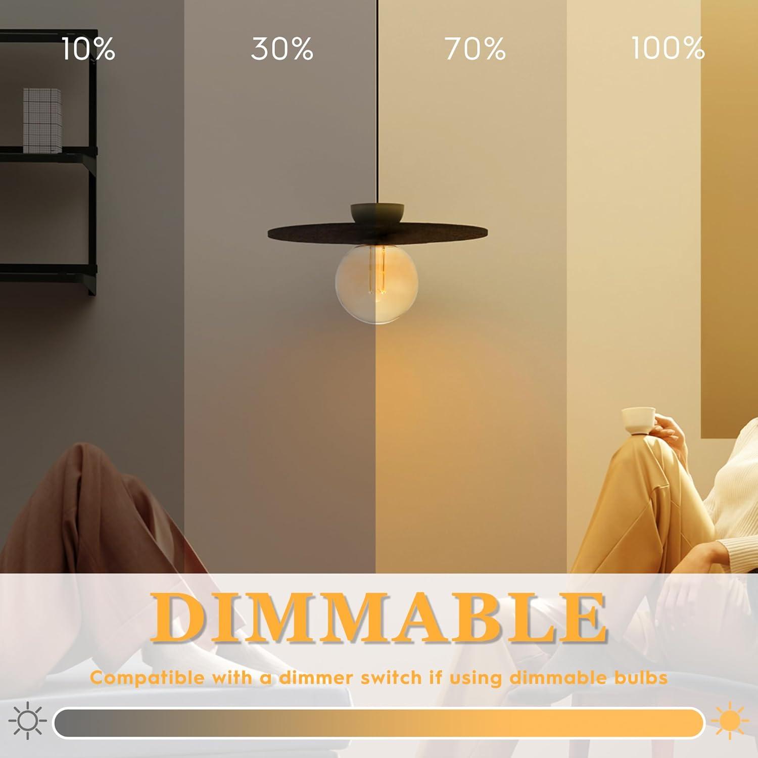 3.5W LED G125 Globe Edison Bulbs Dimmable, Virtual Filament Vintage Decorativ Bulb, Amber Glass, E26 Base, 2000K Soft Warm, UL Listed