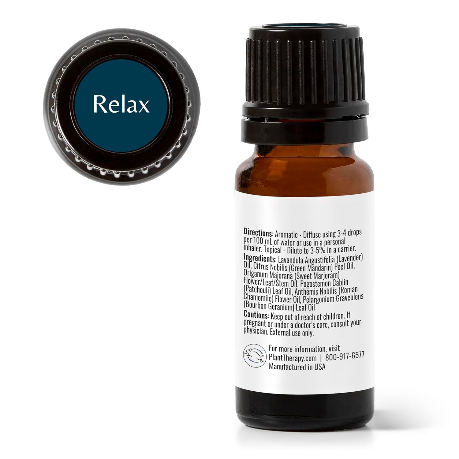 Plant Therapy Relax Essential Oil Blend for Sleep & Stress 100% Pure, Undiluted, Natural Aromatherapy, Therapeutic Grade 10 mL (1/3 oz)