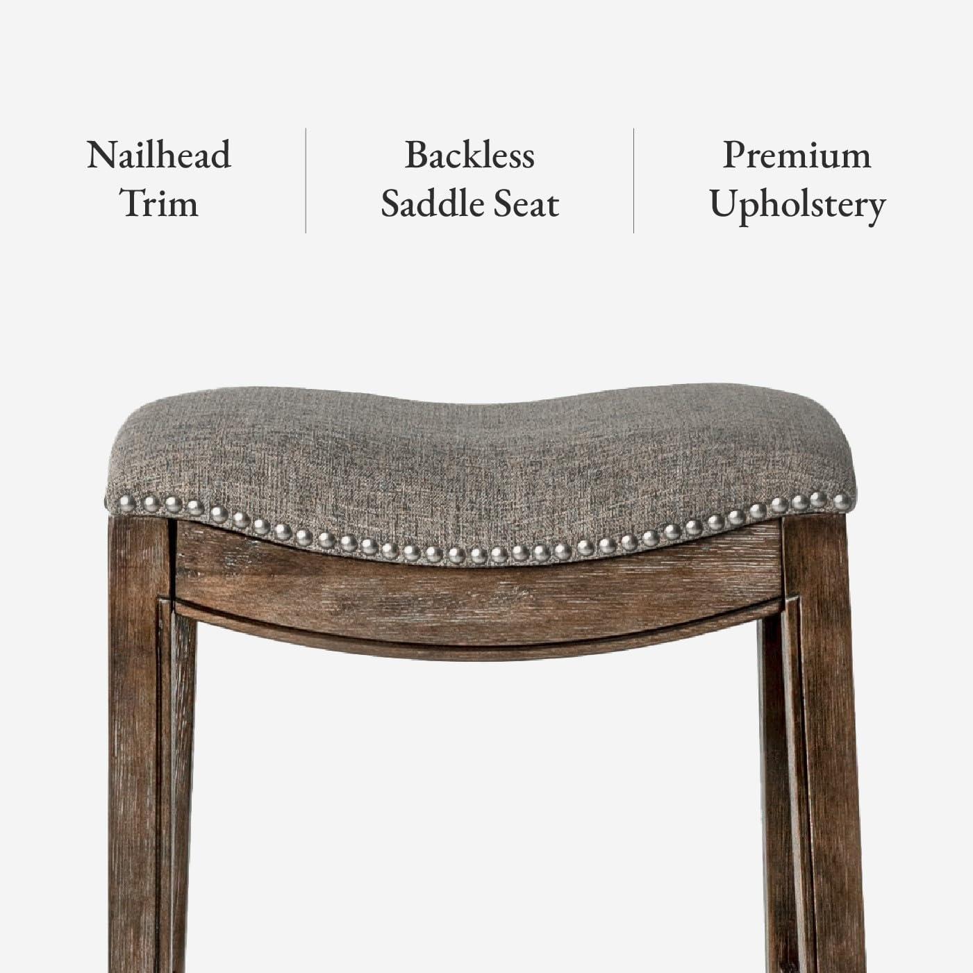 Maven Lane Maven Lane Adrien Backless Saddle Kitchen Stool with Fabric Upholstery