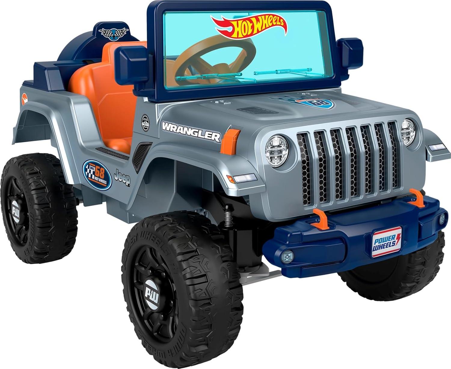 Power Wheels Hot Wheels Jeep Wrangler Toddler Ride-On Toy With Driving Sounds
