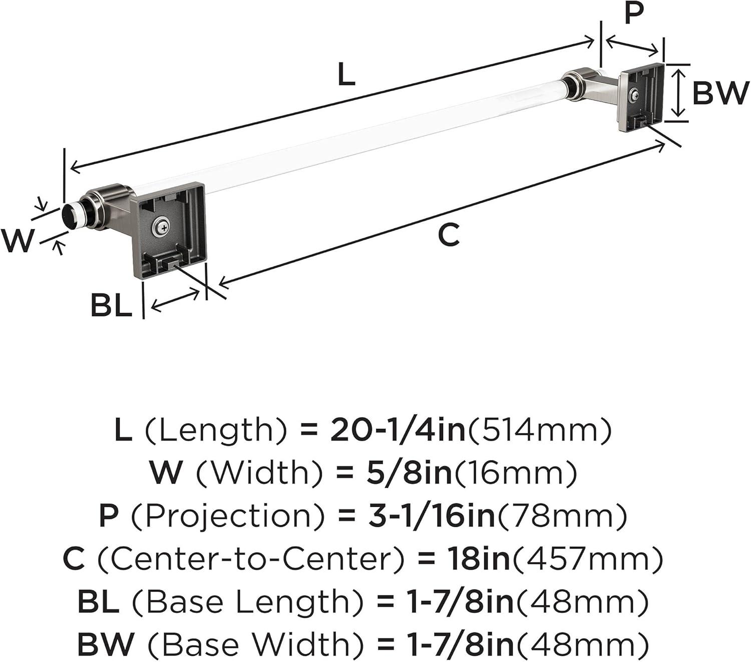 Clear and Brushed Nickel 18-Inch Wall Mounted Towel Bar