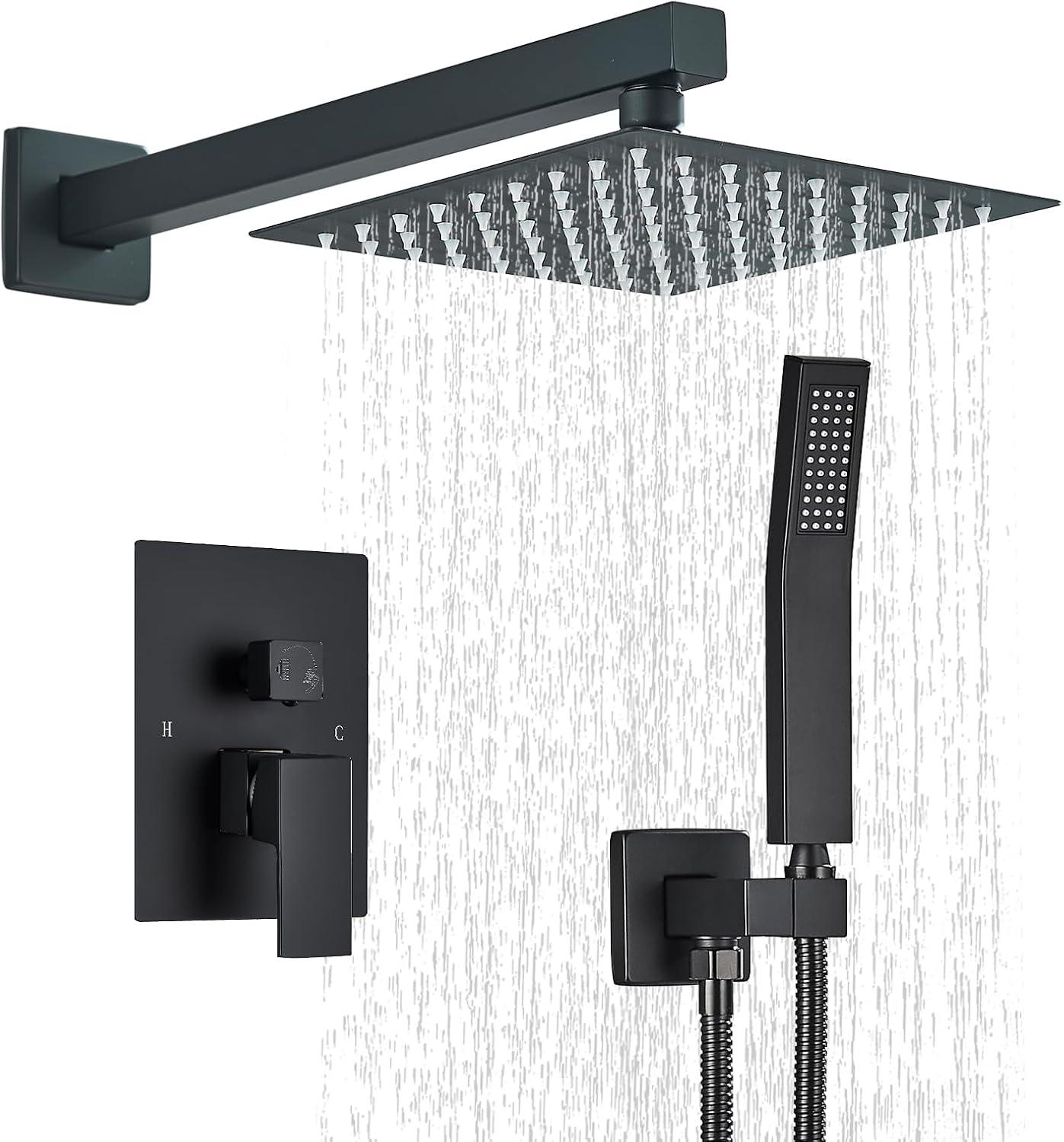 Matte Black 8-Inch Rainfall Shower System with Handheld Spray