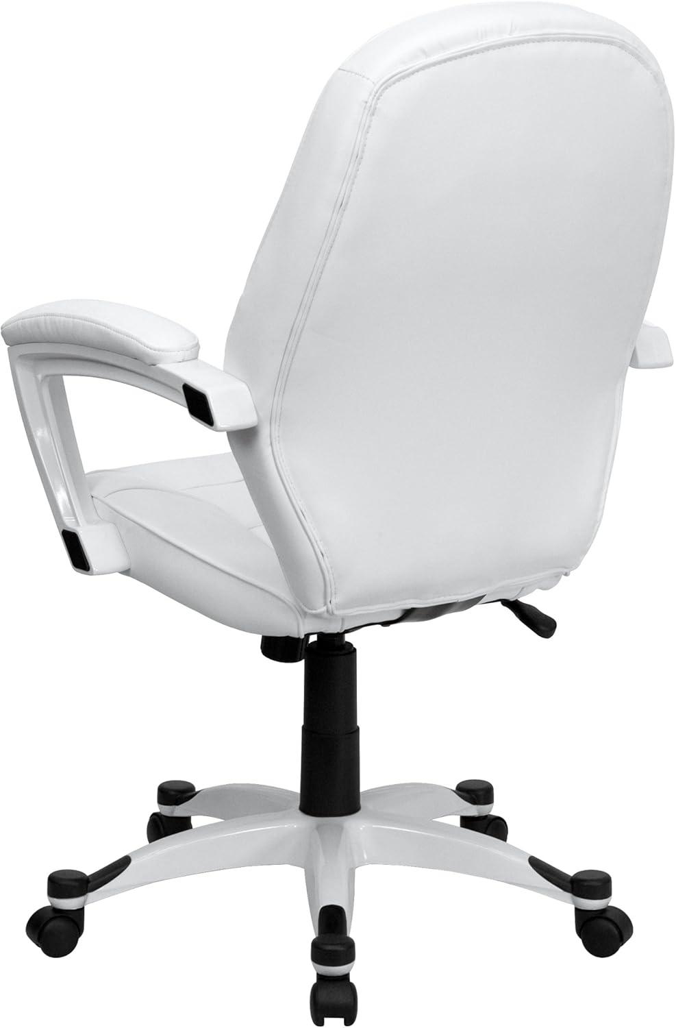 Mid-Back White Leather Executive Swivel Office Chair - Flash Furniture