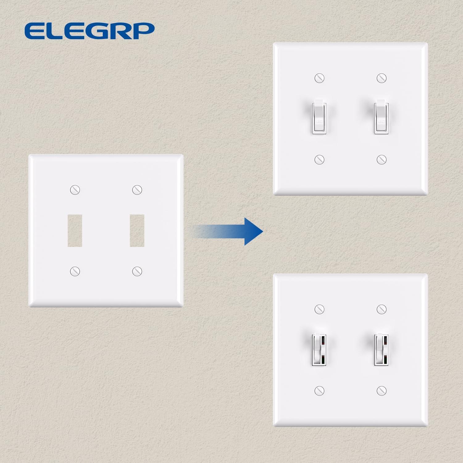 White Standard Size 2-Gang Toggle Wall Plate