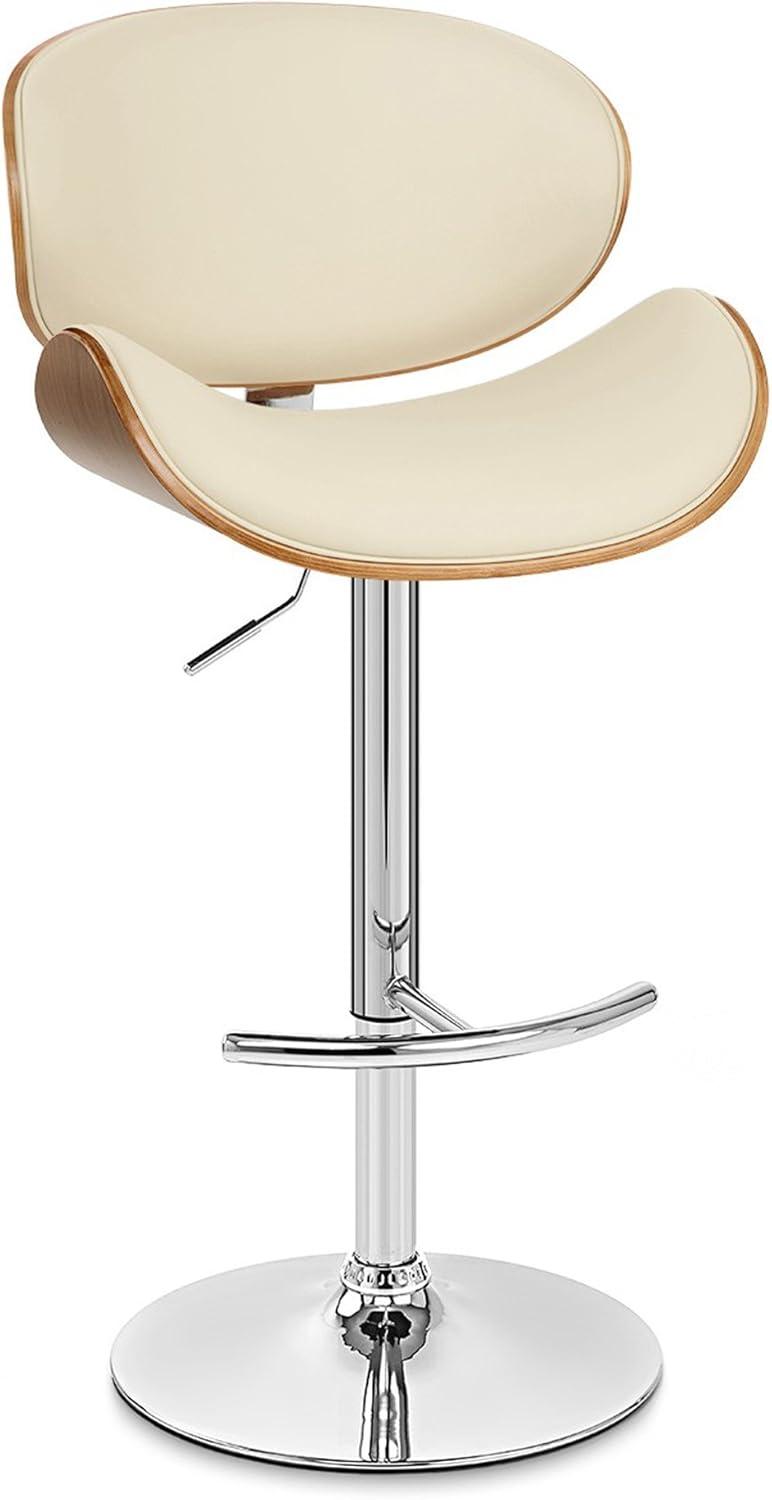 Armen Living Naples Mid-Century Faux Leather Bar Stool in Cream