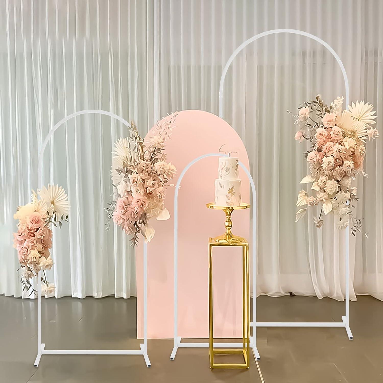 White Powder Coated Metal Wedding Arch Backdrop Stand