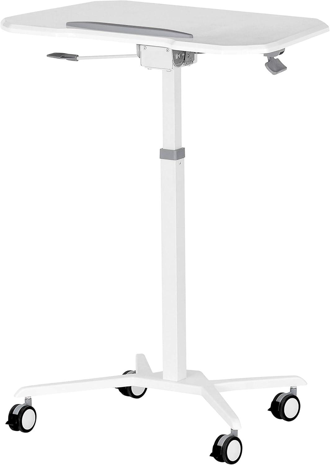 Sit To Stand Mobile Laptop Computer Stand with Height Adjustable White - Techni Mobili