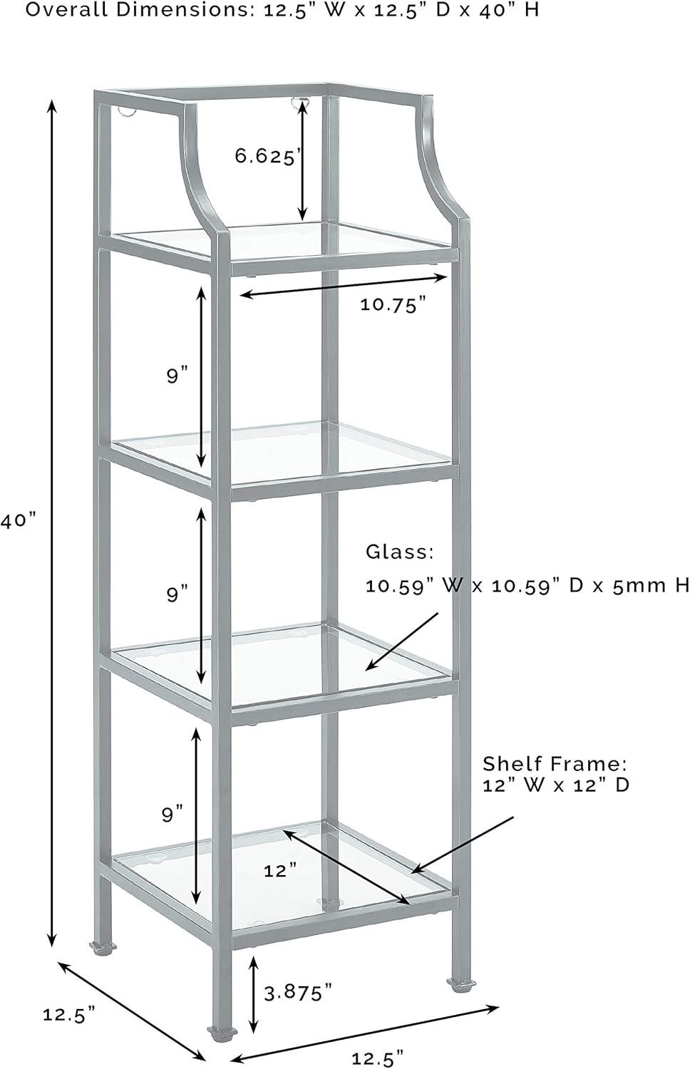 40" Aimee Short Etagere Gold - Crosley: Modern Glass Shelving, 4-Tier Steel Frame