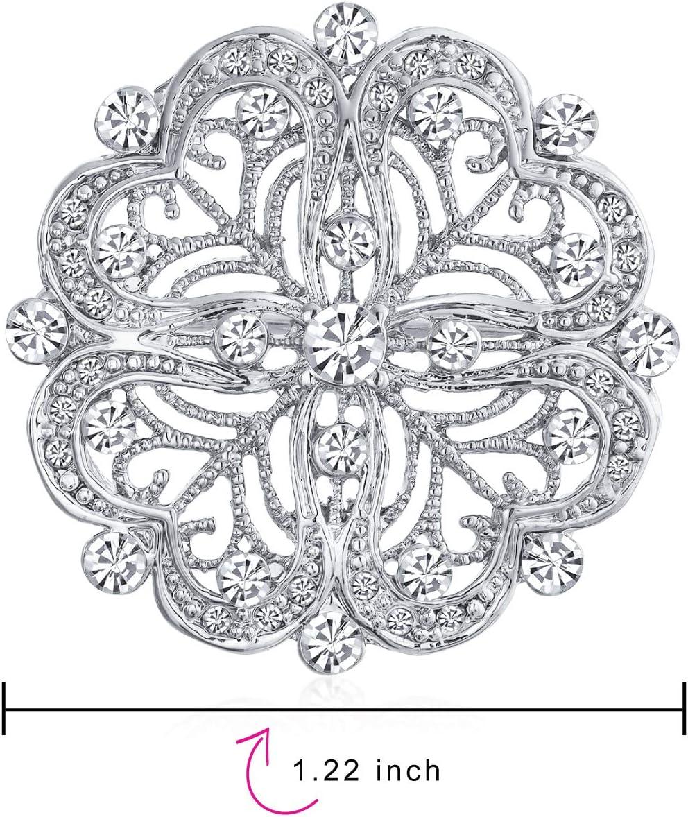 Rhinestone Rose Brooch Pin for Women Girls Fashion Crystal Big Blossom Flower Brooch Lapel Pins Elegant Dress Accessories Jewelry Boutonniere Corsage for Hat Bag Suit Tie Gift Wedding Holiday