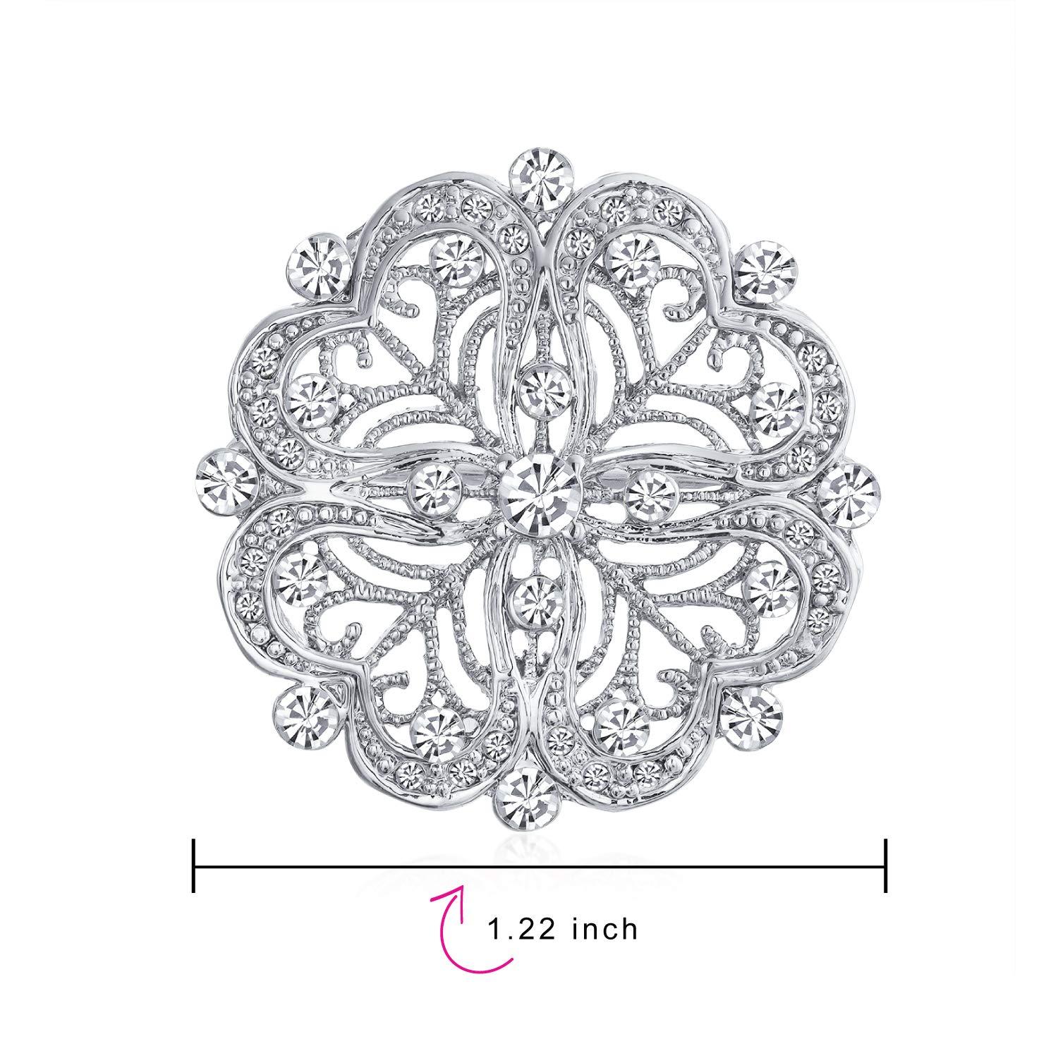 Rhinestone Rose Brooch Pin for Women Girls Fashion Crystal Big Blossom Flower Brooch Lapel Pins Elegant Dress Accessories Jewelry Boutonniere Corsage for Hat Bag Suit Tie Gift Wedding Holiday